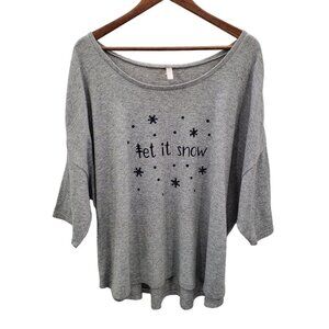 Simple Pleasures‎ Womens Let It Snow Sleep Shirt Pajama Top Sz 3X Gray Snowflake